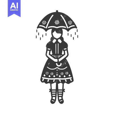 Popular premium asset: Girl in a Dress Holding an Umbrella in the Rain