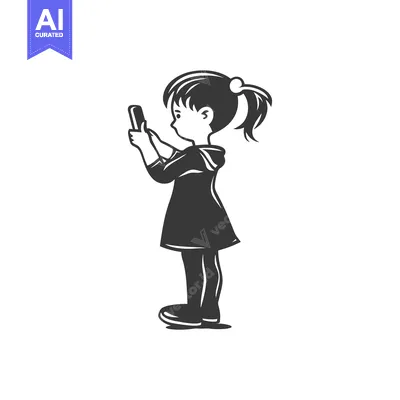 Aset premium populer: Girl in Dress Holding Smartphone in Hand