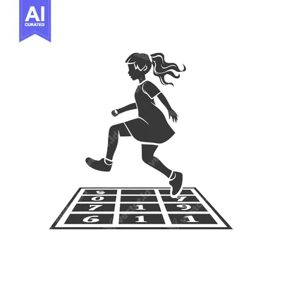 Aset premium populer: Girl Jumping on a Numbered Grid Playground Game