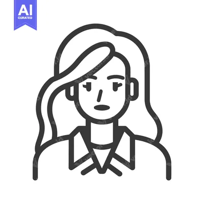 Aset premium populer: A minimalist line art portrait depicting a young woman in a shirt