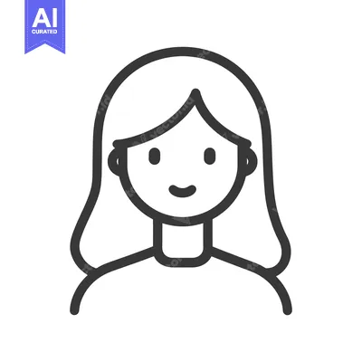 Aset desain premium: A simple illustration of a woman with long flowing hair