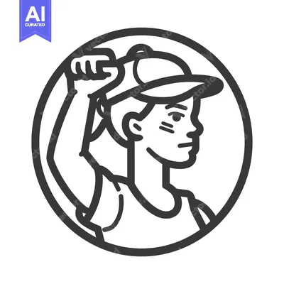 Aset premium populer: A stylized portrait of a person raising their arm in a circle