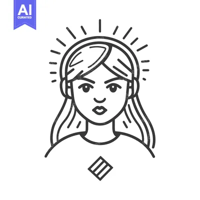 Aset desain premium: A minimalist line drawing of a woman with a halo