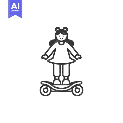 Aset desain premium: Girl Riding a Self-Balancing Electric Scooter