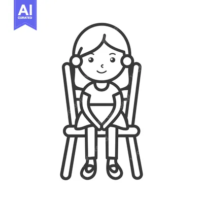 Premium design asset: Girl sitting on a chair with a smile on her face