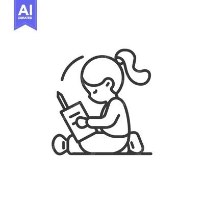 Aset premium populer: Girl sitting with her legs crossed, reading a book with a pencil