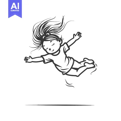 Aset premium populer: Girl with Long Hair Jumping with Arms Outstretched