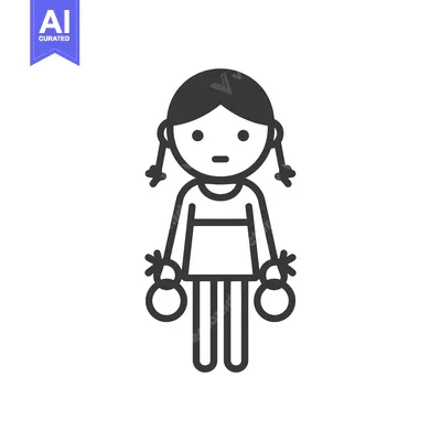 Premium design asset: Girl with pigtails holding two rings