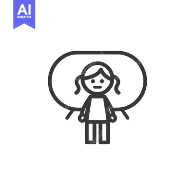 Girl with pigtails standing in a speech bubble