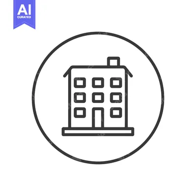 Aset premium populer: Minimalist Building Icon: Two-Story Structure with Chimney in Circle
