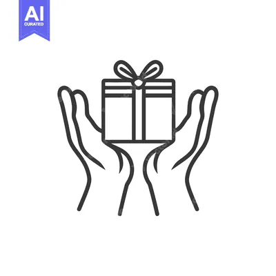 Premium design asset: A pair of hands gently holding a wrapped gift box