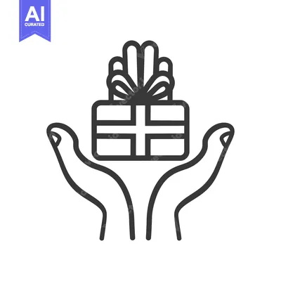 Aset premium populer: A pair of hands holding a gift in an offering gesture