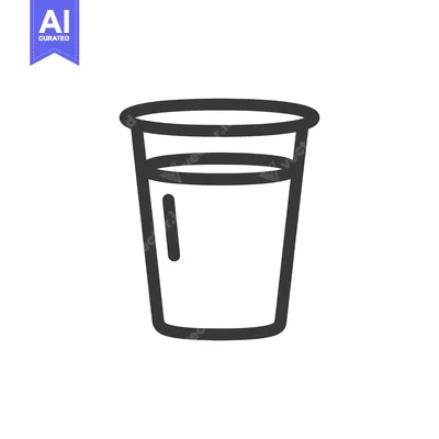 Aset premium populer: Minimalist Glass of Water Icon, Clean Line Art Design on White Backgro