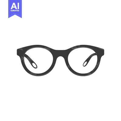 Aset desain premium: A black minimalist illustration of round framed eyeglasses on white