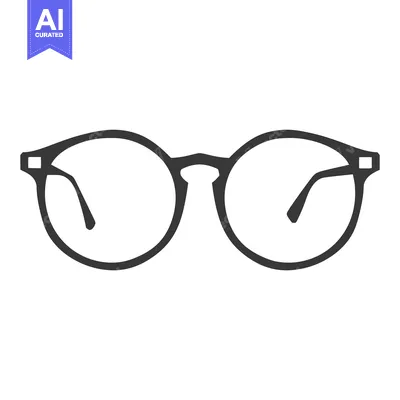 Aset desain premium: Black Eyeglasses Graphic Illustration Against a Clean White Background