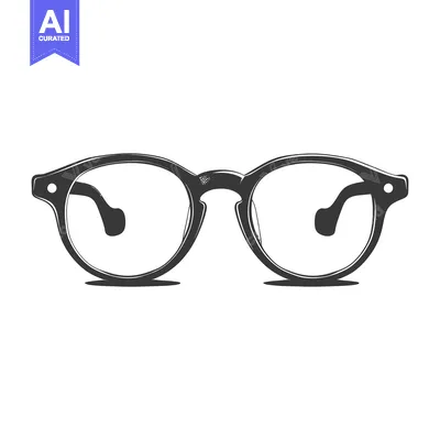 Aset premium populer: A stylized black and white image of fashionable eyeglasses spectacles