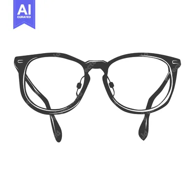 Aset premium populer: Black and white image of classic eyeglasses on white background