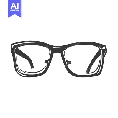 Aset desain premium: A simple line drawing depicting a pair of eyeglasses