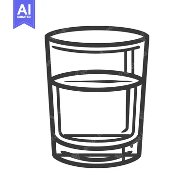 Aset desain premium: A full transparent glass with liquid inside its container