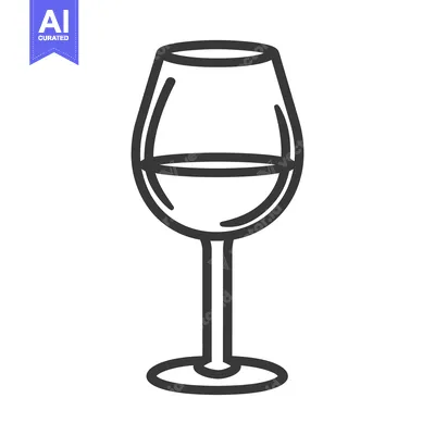 Aset desain premium: A simple black and white illustration of a stemmed wine glass
