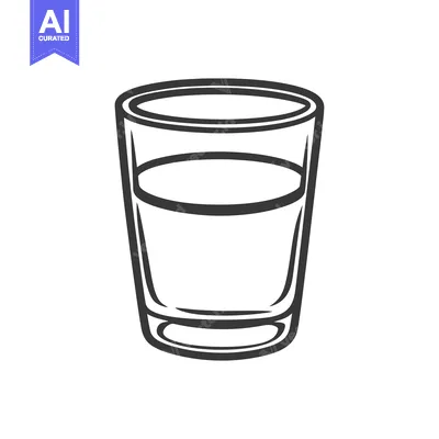 Aset premium populer: A simple illustration showing a glass holding some clear liquid