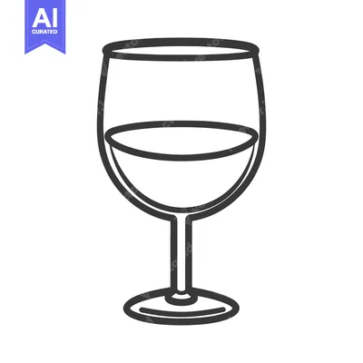 Aset desain premium: A Simple Black And White Outline Image of a Wine Glass