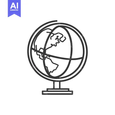 A simple black and white illustration of a terrestrial globe