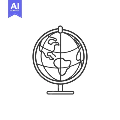 Aset premium populer: A simple black and white line drawing of an earth globe