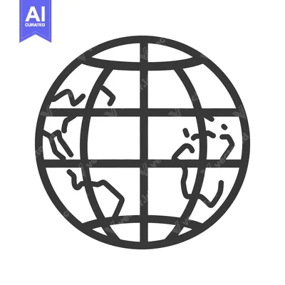 Aset premium populer: A Simple Black and White Outline Depicting Planet Earth