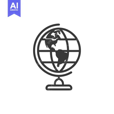 Premium design asset: A simple outline illustration depicting a stylized globe on a stand