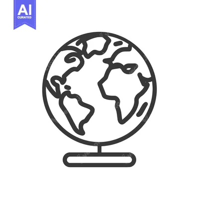 Premium design asset: An illustrated black and white image of planet earth on stand