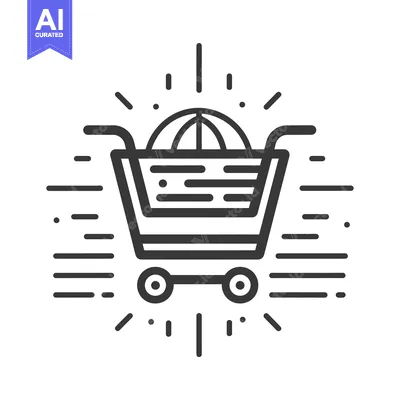 Aset desain premium: Global Shopping Cart with Speed Lines and a Globe on Top