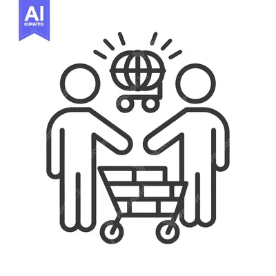 Premium design asset: Global Shopping with Two People and a Cart