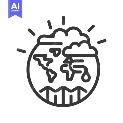 Aset desain premium: An illustration depicts the Earth with clouds and emitted rays