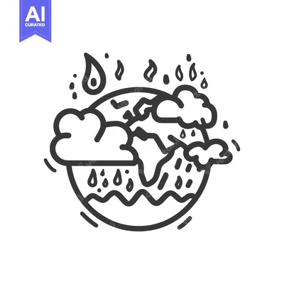Premium design asset: Illustration depicting a rainy weather system around planet earth