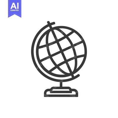 Aset premium populer: Minimalist Globe Icon: Black Outline on White Background, Education Sy