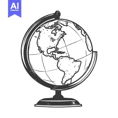 Aset premium populer: A detailed drawing of a globe on a sturdy stand