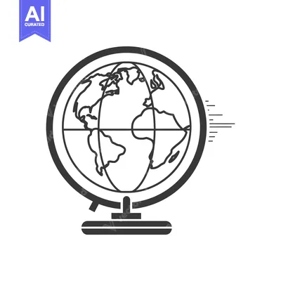 Aset premium populer: A simple black and white illustration of a globe on a stand