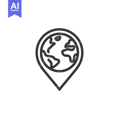 Aset desain premium: Global Location Pin Icon: Earth in a Pointer, Minimalist Design