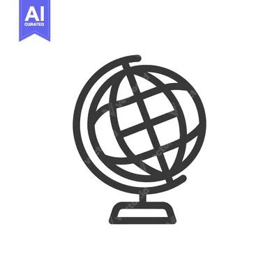 Aset premium populer: Minimalist Globe Icon: Stylized World Representation on Stand