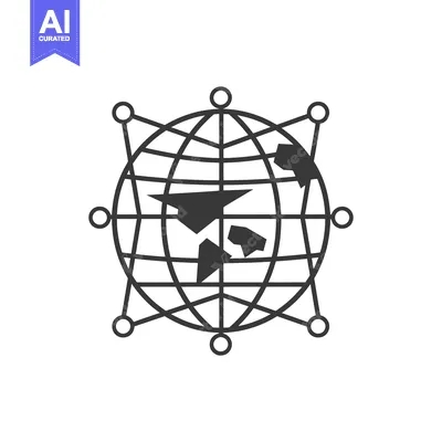 Aset desain premium: Globe with Network Connections and Landmasses
