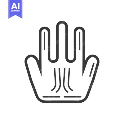 Aset desain premium: A stylized black and white graphic illustration of a human hand