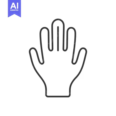 Aset desain premium: An outline depiction of a human open hand against white background