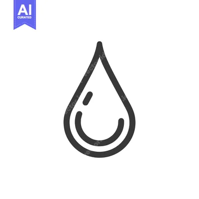 Aset desain premium: Minimalist Water Drop Icon with Reflection Detail on White Background