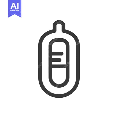 Aset desain premium: Minimalist Outline Icon of a Thermometer on White Background