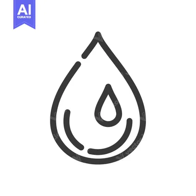 Aset premium populer: Minimalist Water Drop Icon with Inner Reflection, Line Art