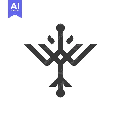 Aset premium populer: Minimalist Geometric Symbol: Abstract Tree Icon in Dark Gray on White