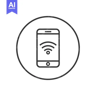 Popular premium asset: Minimalist Smartphone Icon with WiFi Signal in Circular Frame, Black O