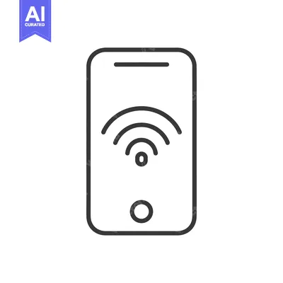 Aset premium populer: Minimalist Smartphone Icon with WiFi Signal, Clean Line Art Design