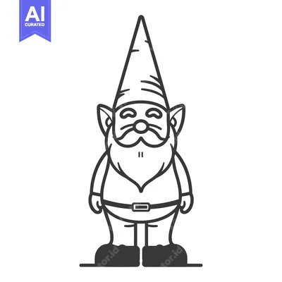 Popular premium asset: A simple black and white illustration of a garden gnome
